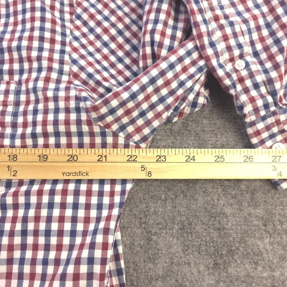 J Crew Flex Washed Shirt Large Classic Red Blue Check Long‎ Sleeve Button Down